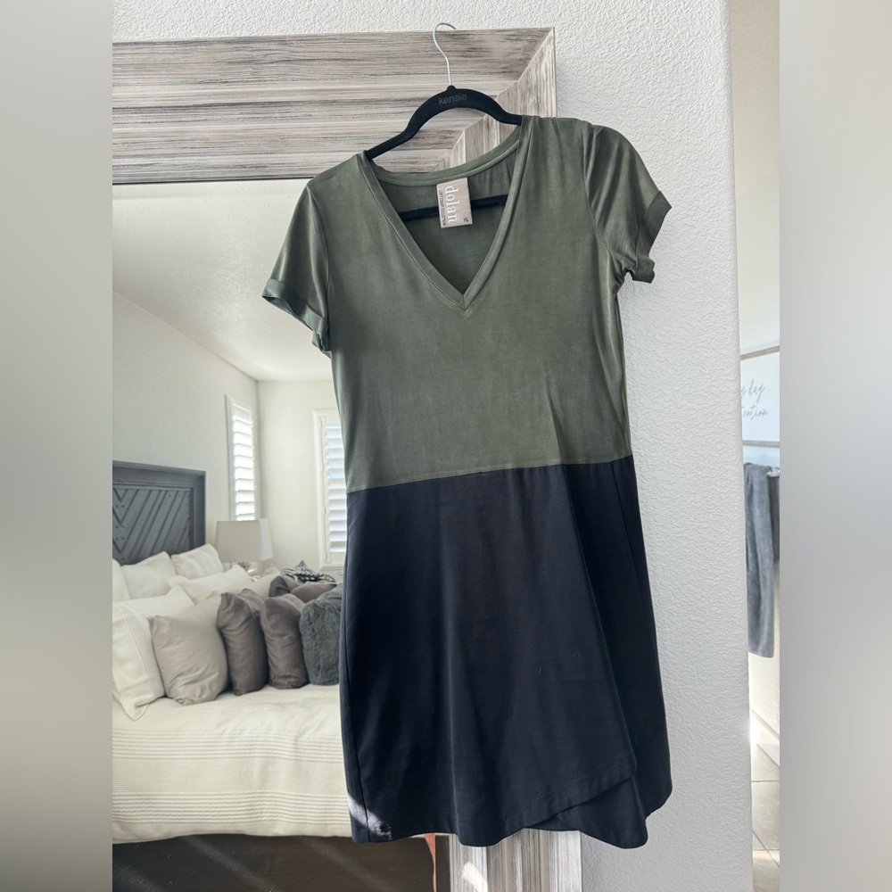 Dolan, from Anthropologie, green and black dress, xs